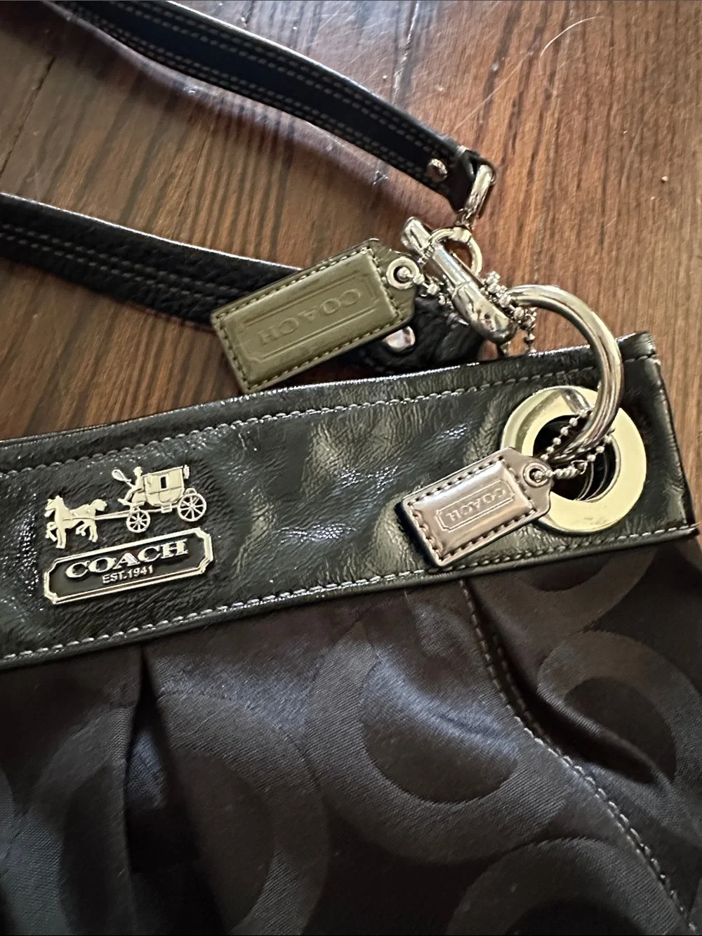 Coach Black Signature Circle Crossbody Bag Ashley